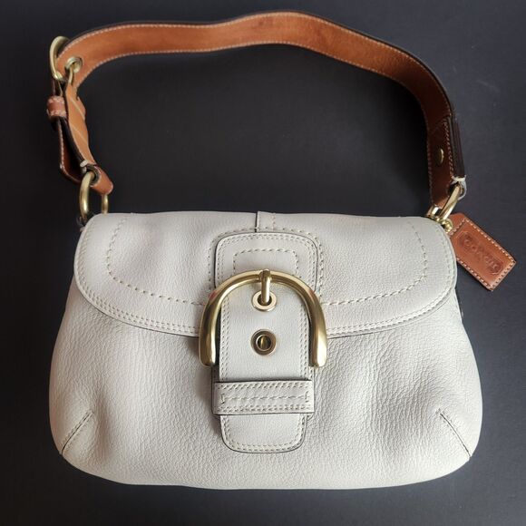 NEW Vintage Coach Hampton Soho White Cream Ivory Pebbled Leather Gold Y2K *READ* - Picture 6 of 16